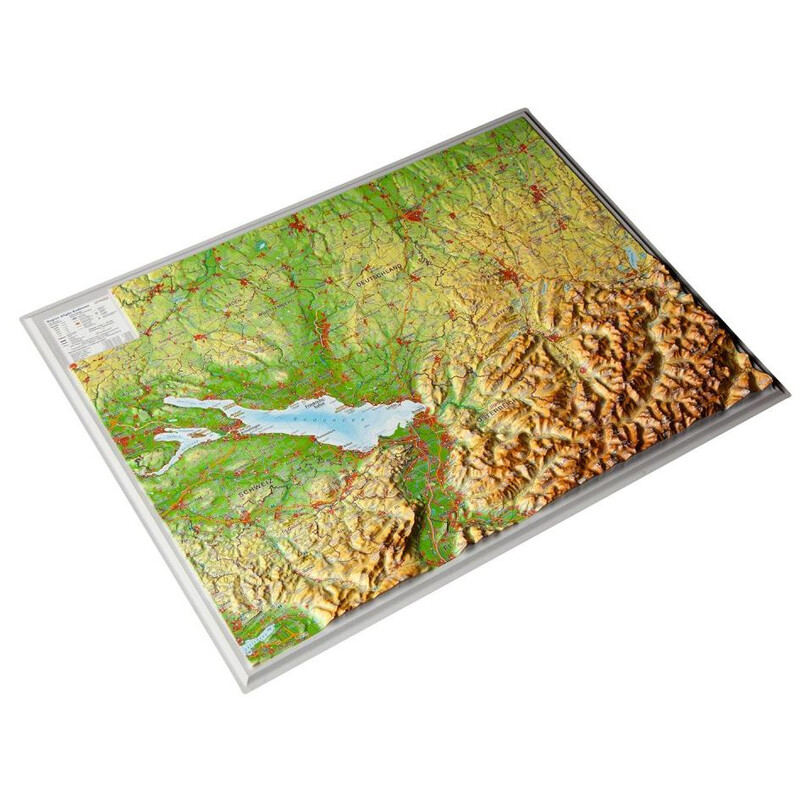 Georelief Regionkarta 3D-reliefkarta över Bodensjön i Allgäu (39 x 29 cm)