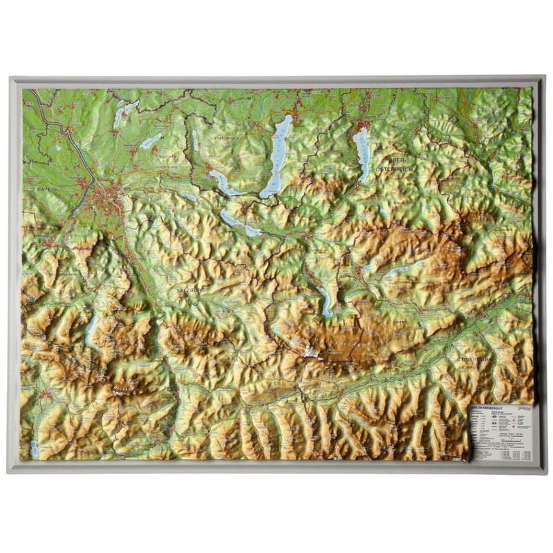 Georelief Regionkarta Salzkammergut liten, 3D reliefkarta