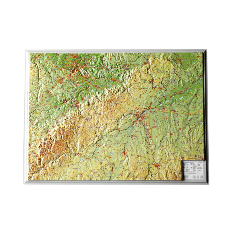 Georelief Regionkarta Swabian Alb liten, 3D-reliefkarta