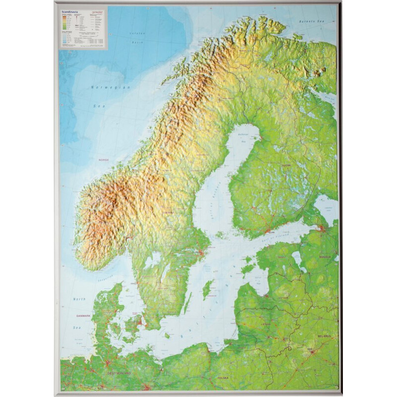 Georelief Regionkarta Skandinavien