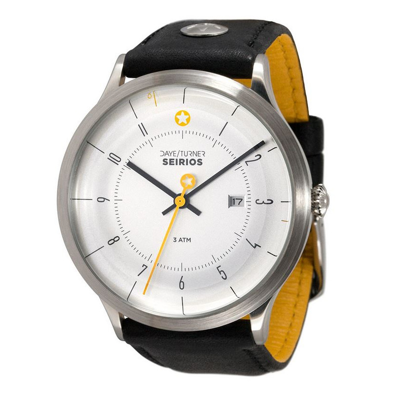 DayeTurner SEIRIOS herrklocka analog silver - läder svart