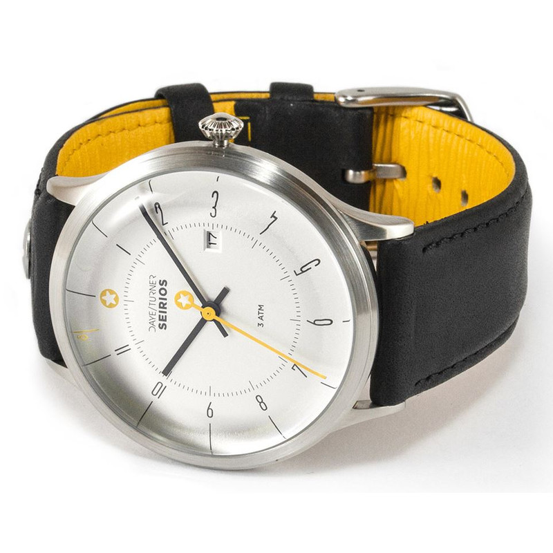 DayeTurner SEIRIOS herrklocka analog silver - läder svart
