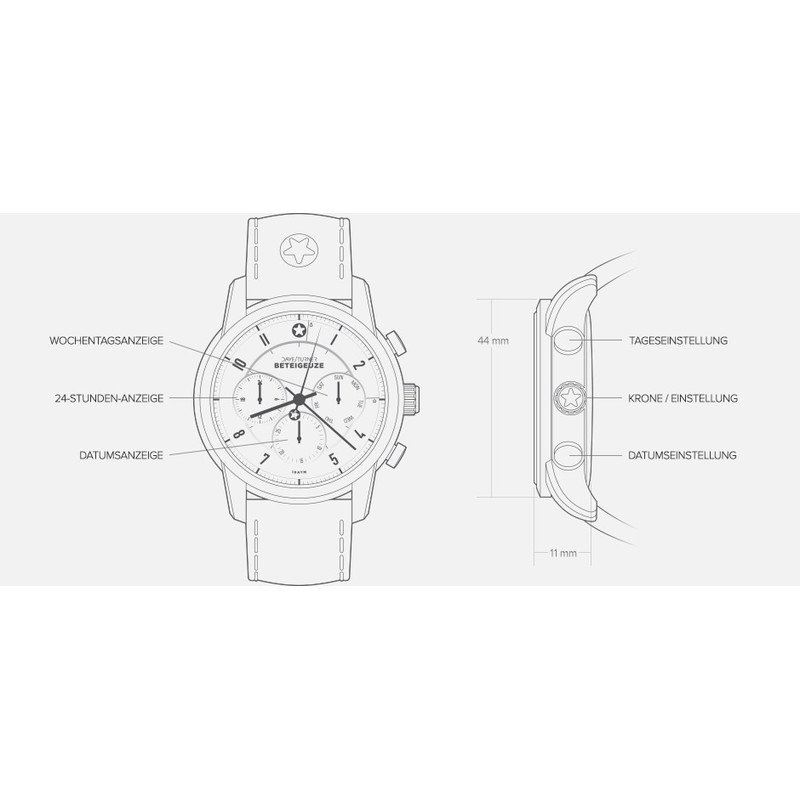 DayeTurner BETEIGEUZE herrklocka analog silver - nylon svart-silver