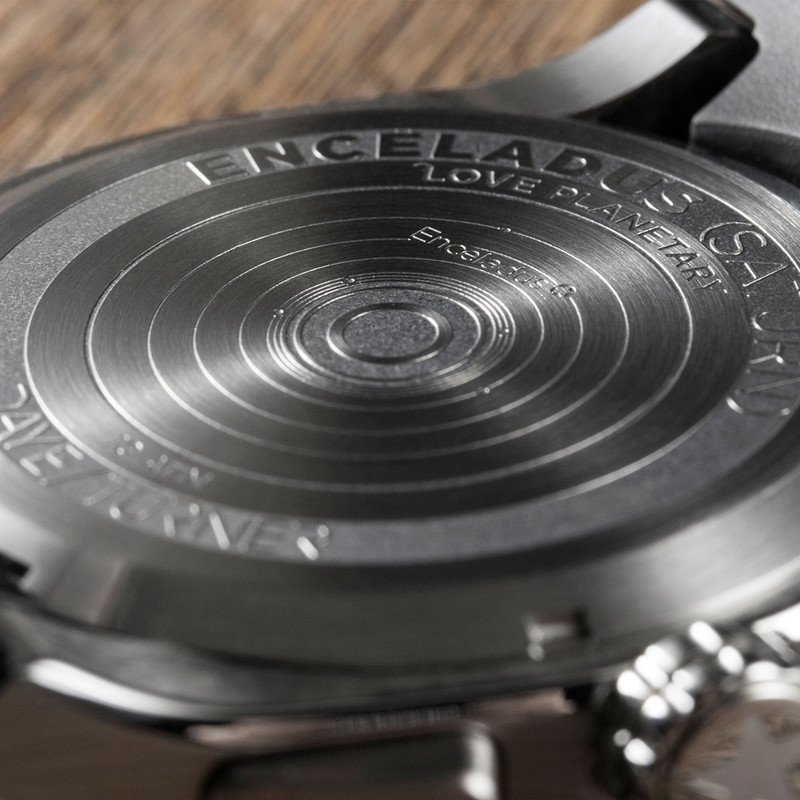 DayeTurner ENCELADUS herrklocka analog silver - svart läder