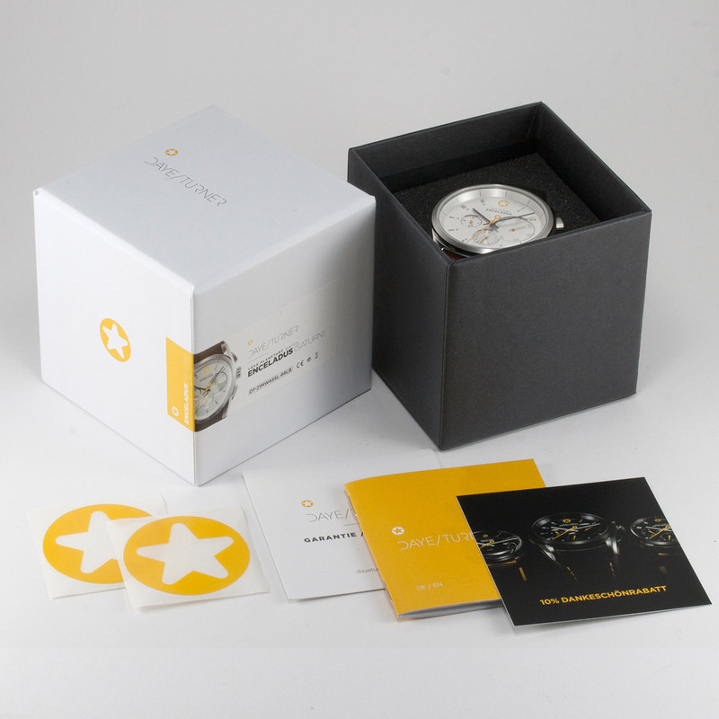 DayeTurner ENCELADUS herrklocka analog silver - svart läder