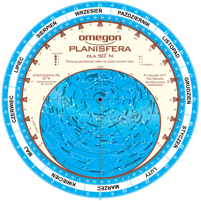 Omegon Stjärnkarta Obrotowa mapa nieba 25 cm / 50