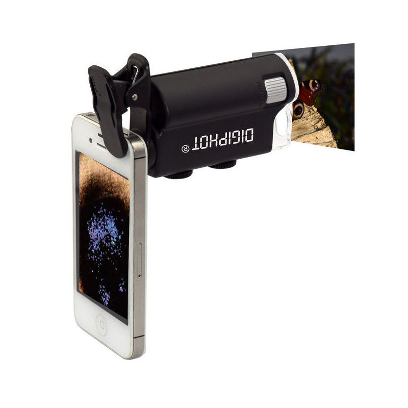 DIGIPHOT PM-6001 Fickmikroskop, smartphone-clip, 60x-100x