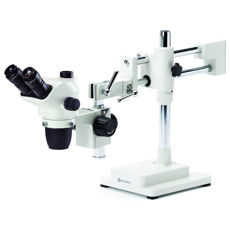 Euromex Zoom-stereomikroskop NZ.1703-B, NexiusZoom EVO, 6,5x till 55x, dubbelarmat bomstativ, utan belysning, trino