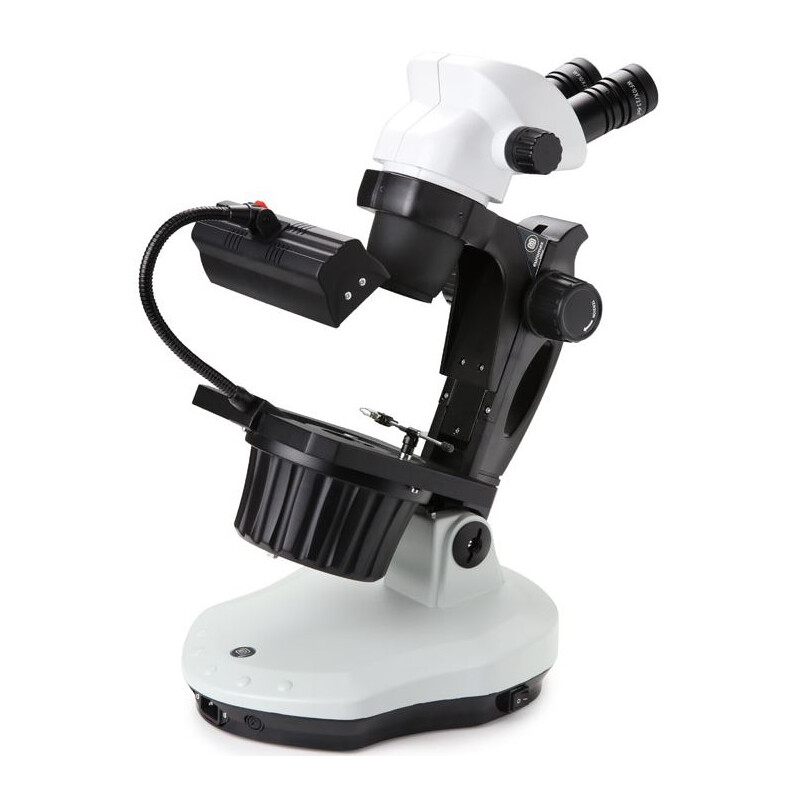 Euromex Zoom-stereomikroskop NZ.1702-GEML, NexiusZoom, 6,5x till 55x, gemmologi, 30W 6V halogenstrålkastare, 1W LED incidentbelysning, bino
