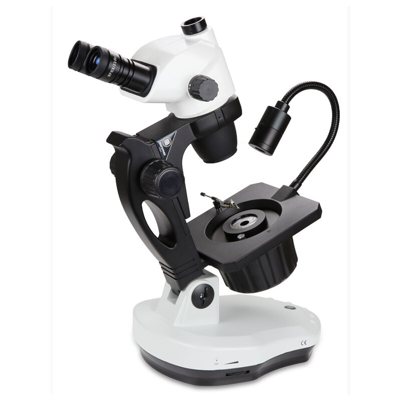 Euromex Zoom-stereomikroskop NZ.1703-GEML, NexiusZoom Evo, 6,5x till 55x, gemologi , 30W 6V halogen genomlyst, 1W LED incident belysning