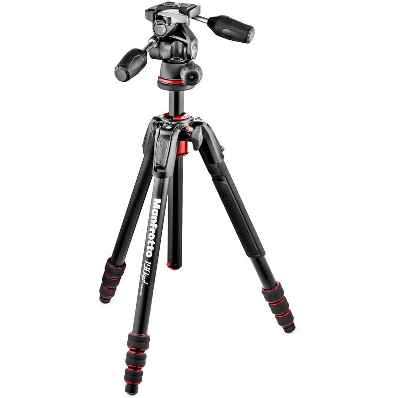 Manfrotto Aluminium-trebensstativ MK190GOA4TB-3W med 3-vägs panoreringshuvud