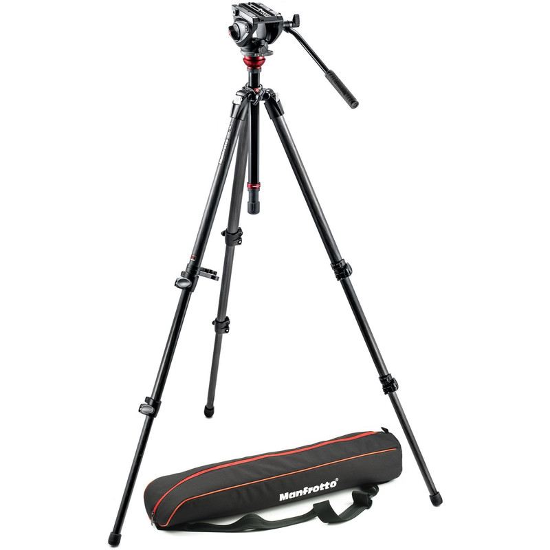 Manfrotto Kolfiber-trebensstativ MVH500AH,755CX3 med Lutningsbart videohuvud