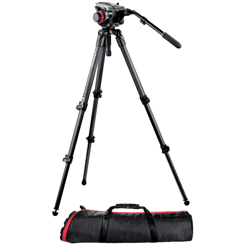 Manfrotto Kolfiber-trebensstativ 504HD,535K med Lutningsbart videohuvud och nivelleringsbricka