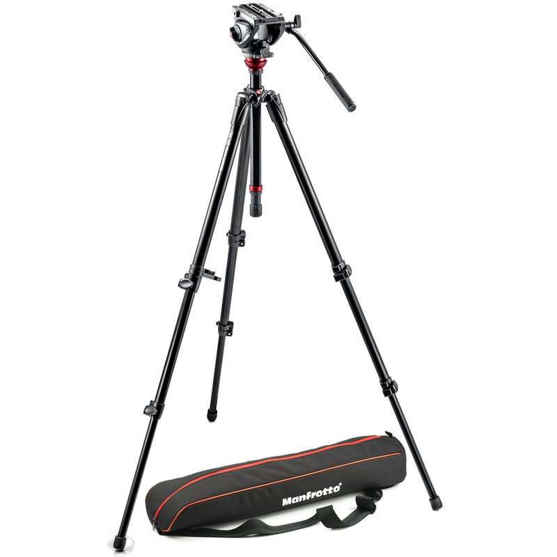 Manfrotto Aluminium-trebensstativ MVH500AH,755XBK med Lutningsbart videohuvud