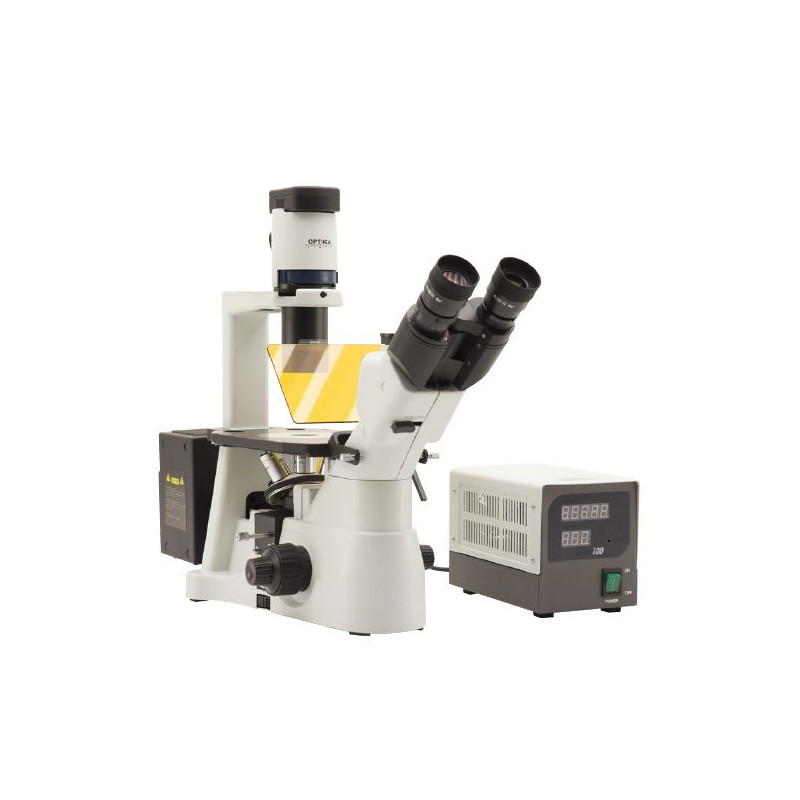 Optika mikroskop IM-3FL4-UK, trino, inverterad, FL-HBO, B&G filter, IOS LWD U-PLAN F, 100x-400x, UK