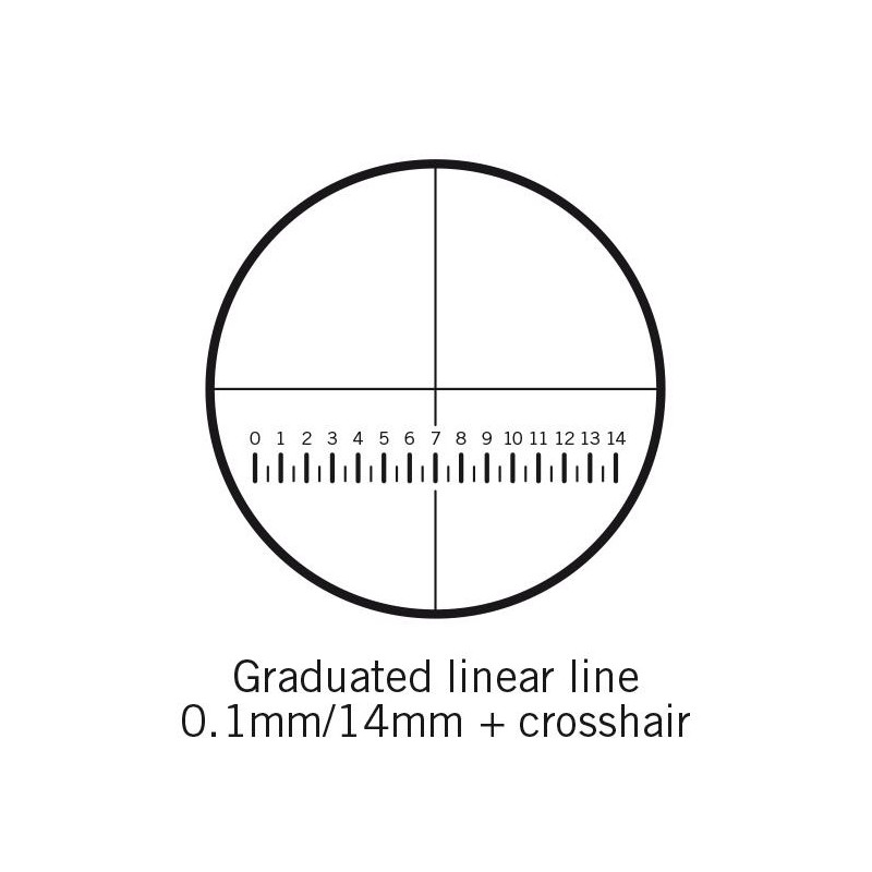 Motic Graticule-skala (14 mm i 140 delar) och retikel, (Ø25 mm)