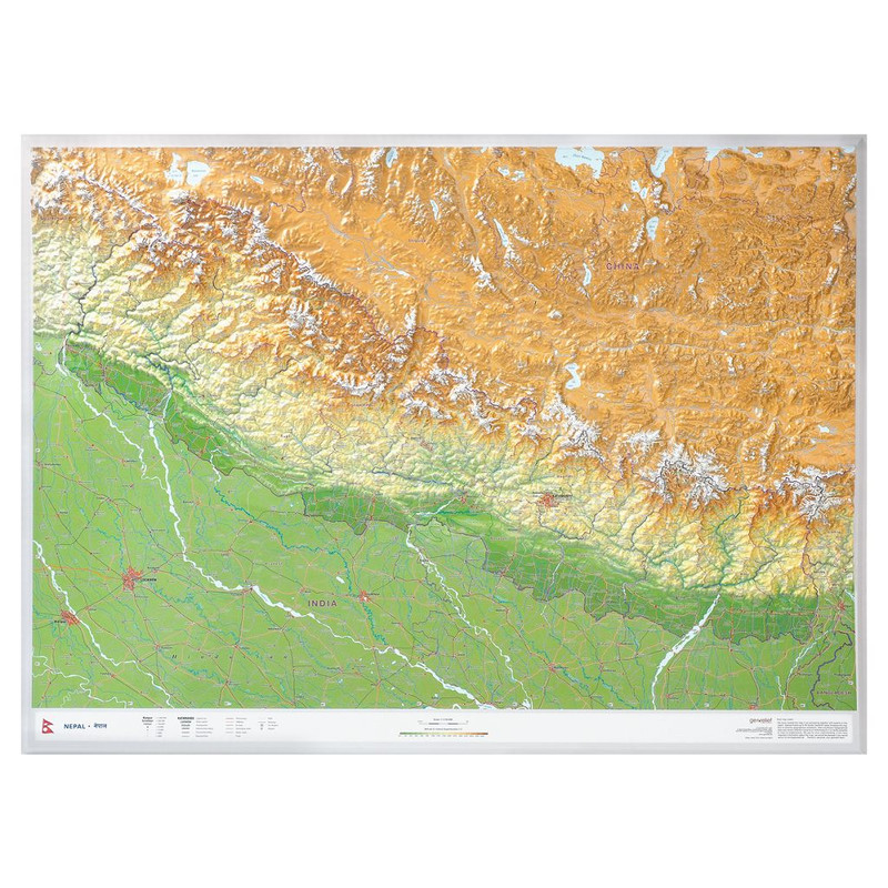 Georelief Regionkarta Nepal stor 3D