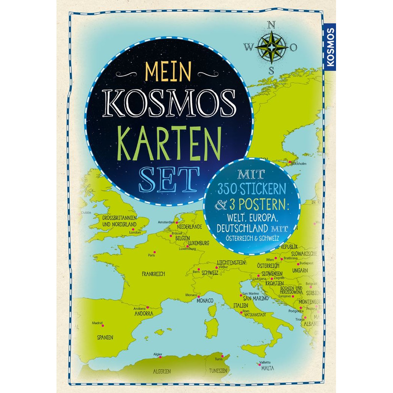 Kosmos Verlag Barnkarta Map Set 3 Affischer med klistermärken