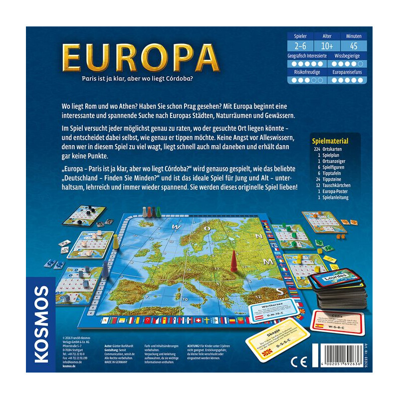 Kosmos Verlag Game Europa - Paris är klart, men var ligger Córdoba?