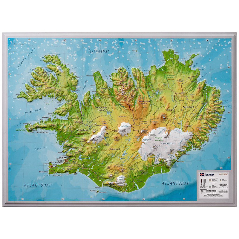 Georelief Island (liten) 3D reliefkarta