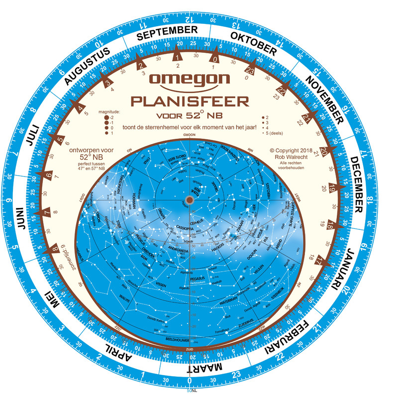Omegon Stjärnkarta Planisphere 25cm / 52°