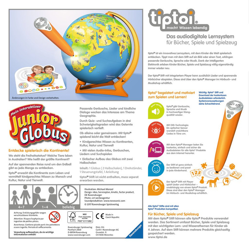 tiptoi Barnglob Interaktiv Junior jordglob 23cm