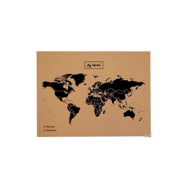Miss Wood Världskarta Woody Map Natural Cork XL black