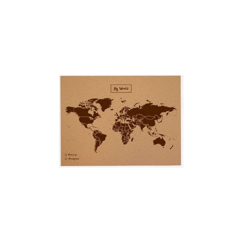 Miss Wood Världskarta Woody Map Natural Cork L brown