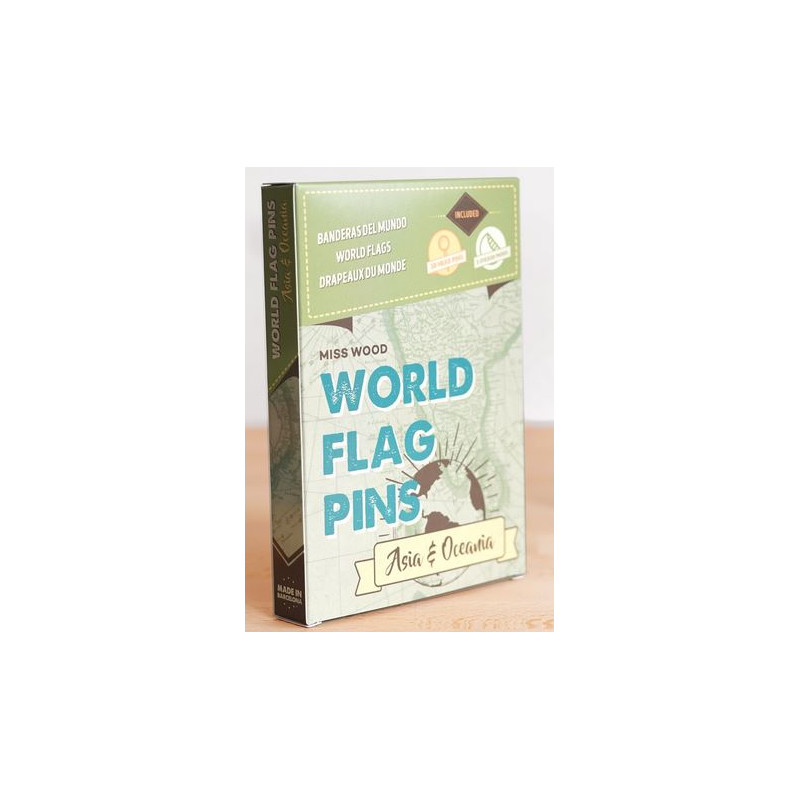 Miss Wood Världsflagga Pins Markeringsflaggor Asien & Oceanien 25 stycken