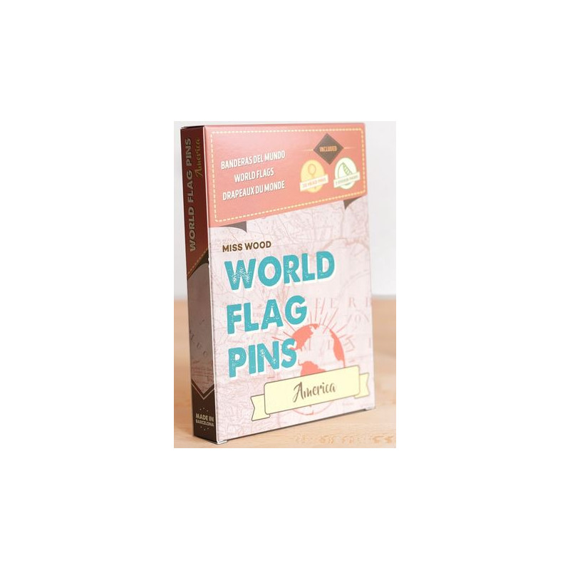 Miss Wood Världsflagga Pins Markör Flaggor Amerika 25 stycken