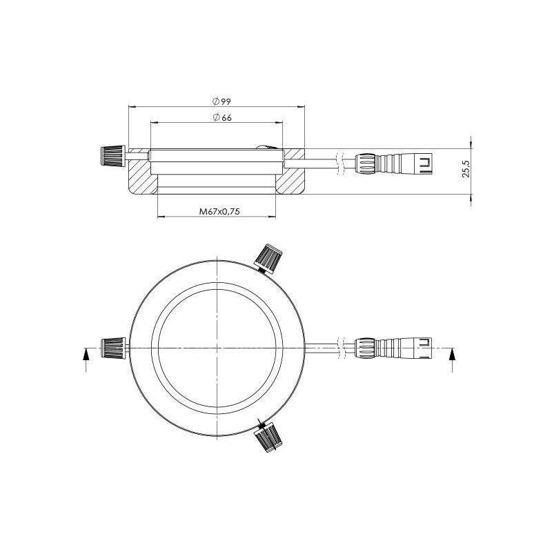 StarLight Opto-Electronics RL4-66-S4 R, segment, röd (620 nm), Ø 66mm