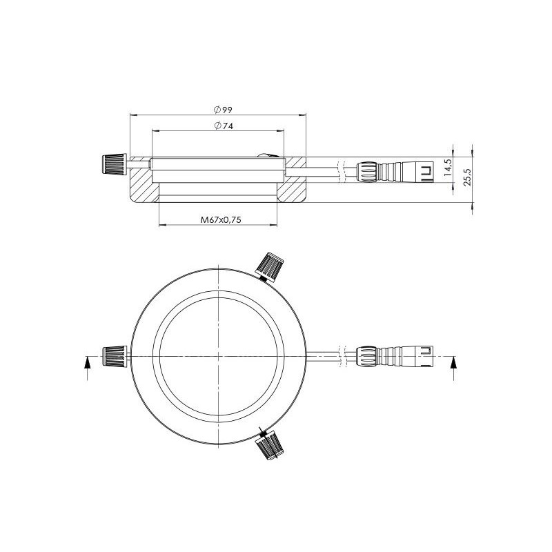 StarLight Opto-Electronics RL4-74-S4 R, segment, röd (620 nm), Ø 74 mm