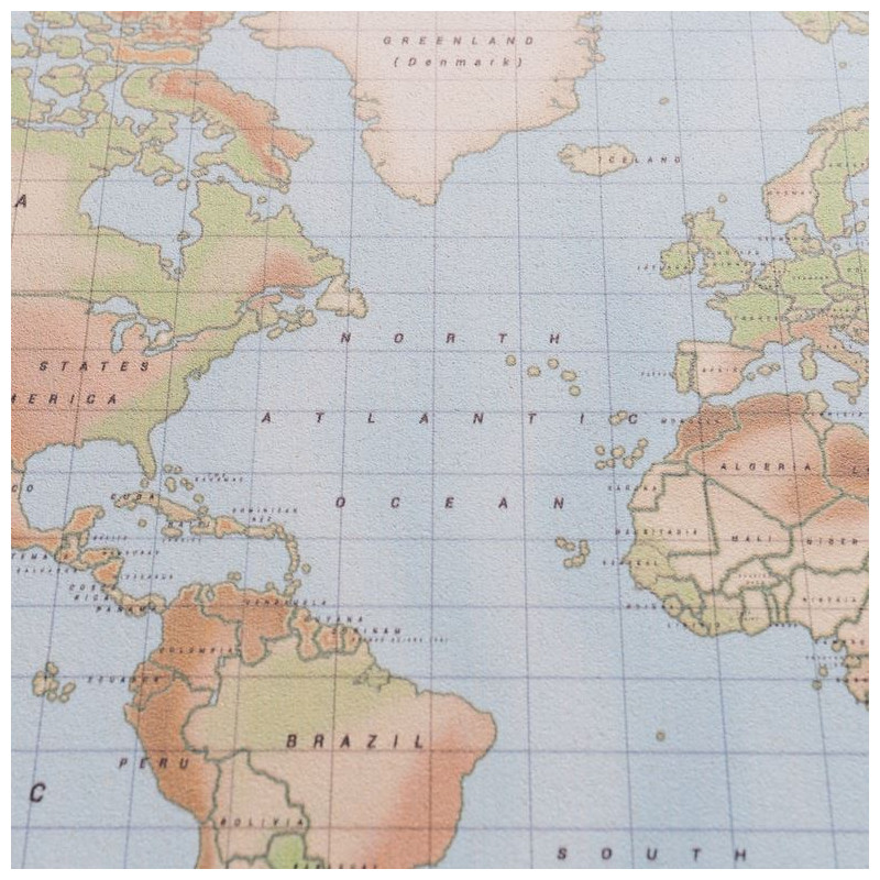 Miss Wood Världskarta Woody Karta Vattenfärg Fysisk L