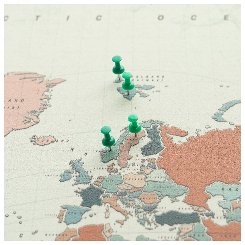 Miss Wood Världskarta Woody Map Vattenfärg Terracotta L
