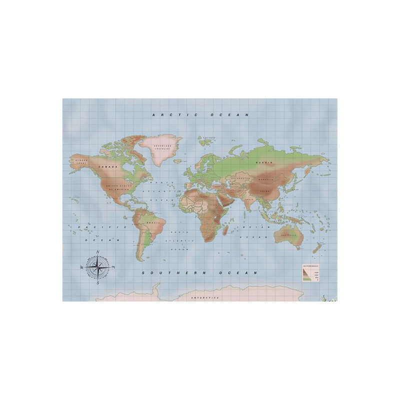 Miss Wood Världskarta Woody Map Vattenfärg Fysisk XL