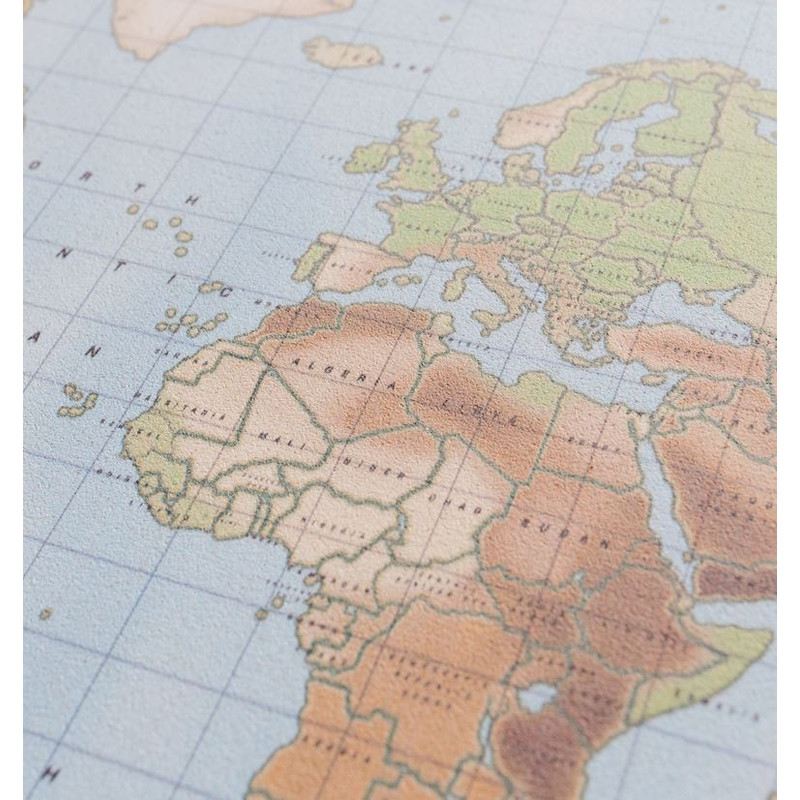 Miss Wood Världskarta Woody Karta Vattenfärg Fysisk XL