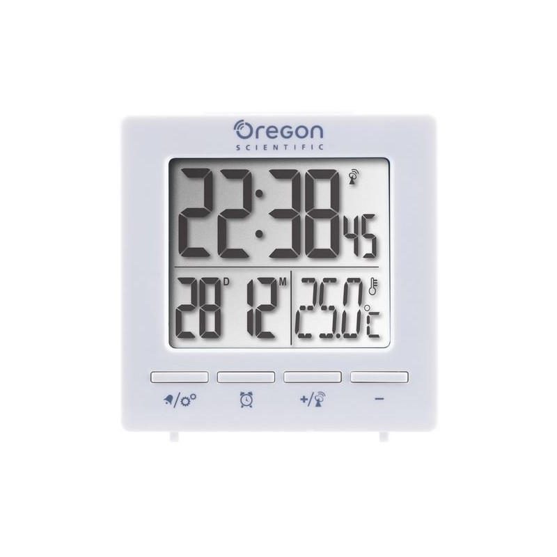 Oregon Scientific Väderstation Radiostyrd väckarklocka med visning av rumstemperatur vit
