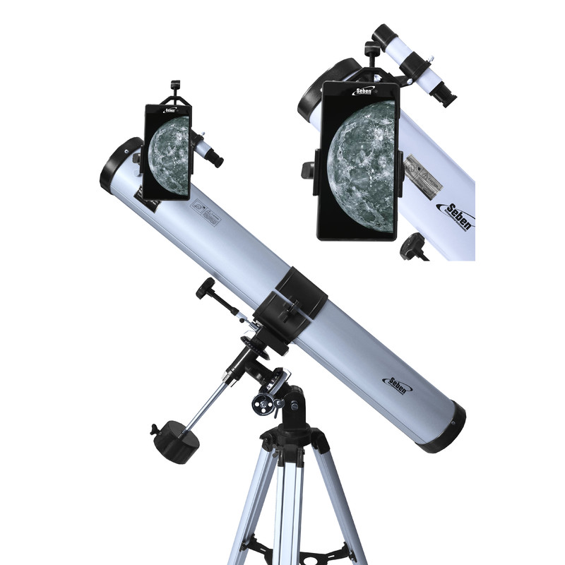 Seben Teleskop 76-900 EQ2 Reflektor + Smartphone-adapter DKA5 + Tillbehör