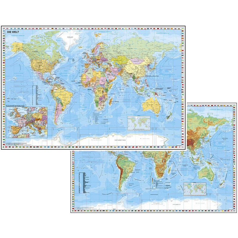 Stiefel Skrivunderlägg Duo Schreibunterlage Weltkarte mit Ausschnitt Zentraleuropa/ Weltkarte physisch
