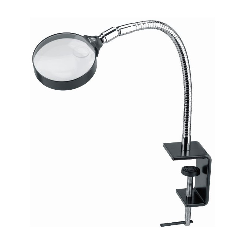 Schweizer Lupp Förstoringsglas för arbetsbänk Bordsklämma, 2x/Ø120mm, bikonvex