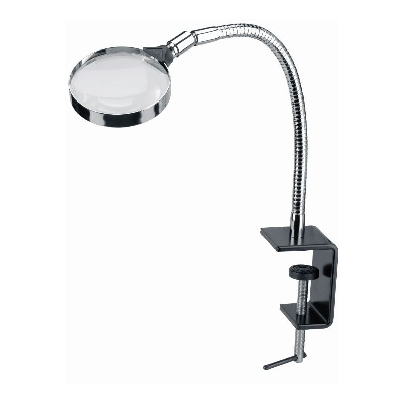 Schweizer Lupp Arbetsstativ förstoringsglas bordsklämma, 2,5x/Ø90mm, bikonvex