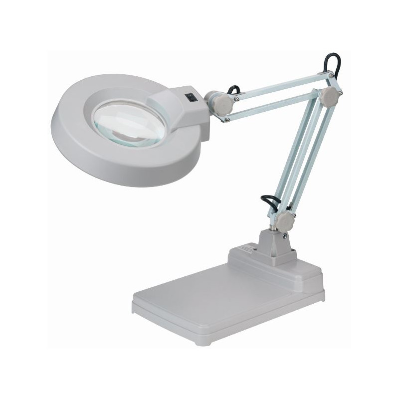 Schweizer Lupp Förstoringslampa saxarm bordsstativ, 2x/Ø125mm, bikonvex, 22W