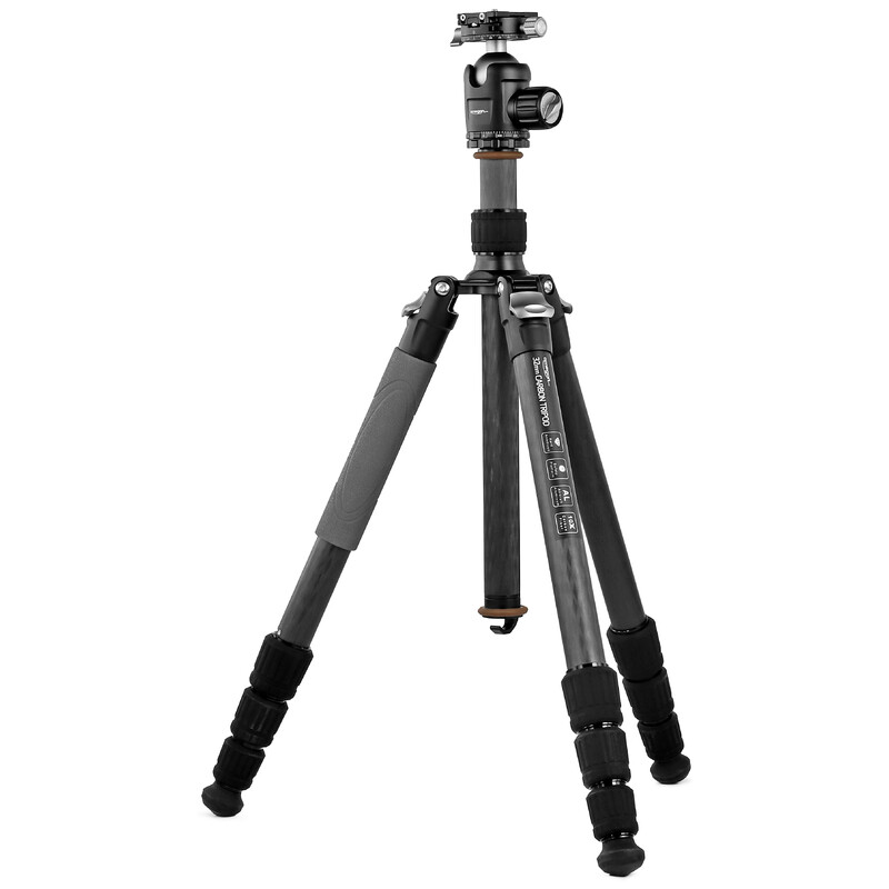 Omegon Pro 32 mm Kolfiber-trebensstativ inkl. Kulhuvud
