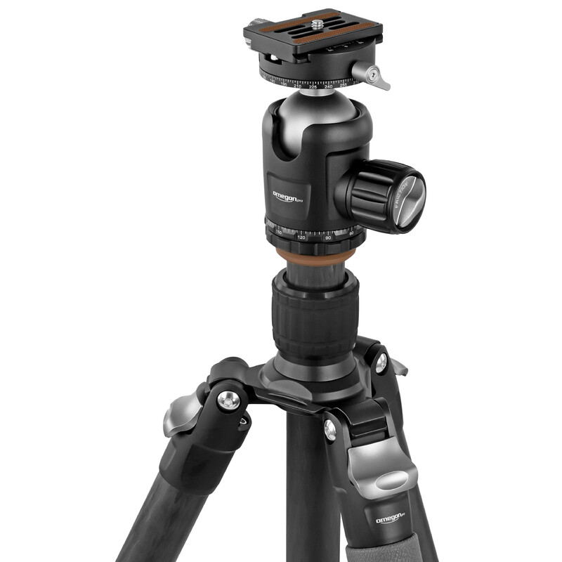 Omegon Pro 32 mm Kolfiber-trebensstativ inkl. Kulhuvud