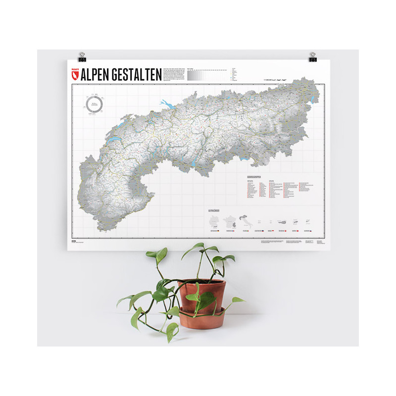 Marmota Maps Regionkarta Utforma Alperna (140x100cm)