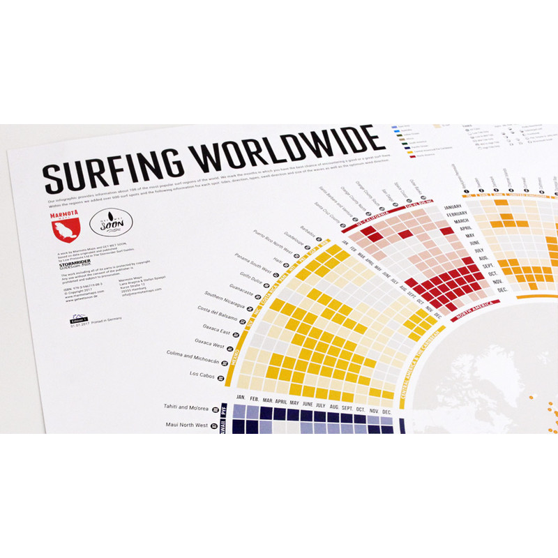 Marmota Maps Poster Infografik om surfing över hela världen