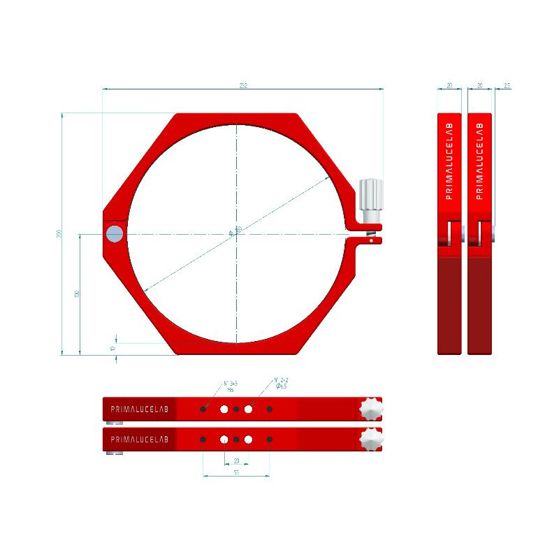 PrimaLuceLab Rörklämmor PLUS 180 mm
