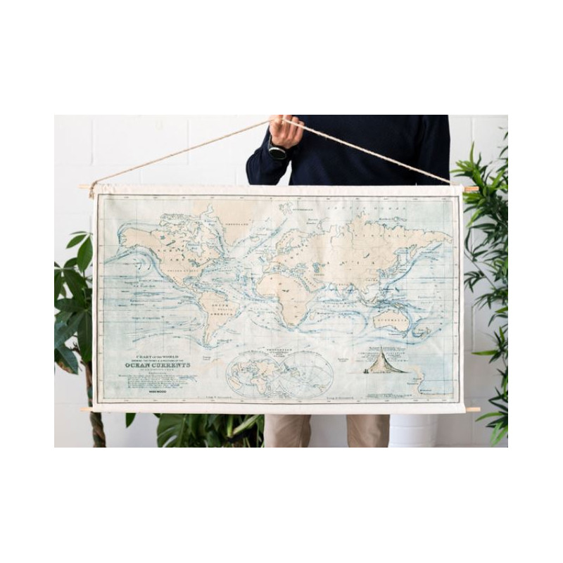 Miss Wood Världskarta Woody Cotton Map Oceans