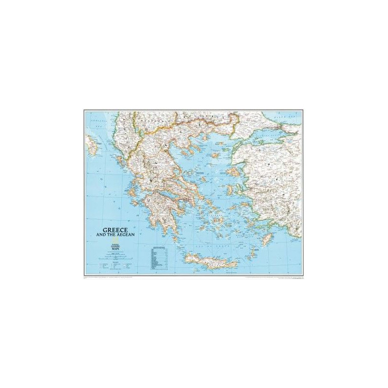 National Geographic Karta Inramad tavla med Grekland (silver)