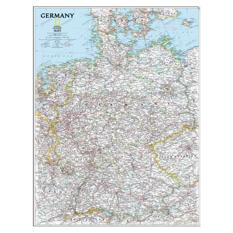 National Geographic Inramad pinboardkarta över Tyskland (silver)